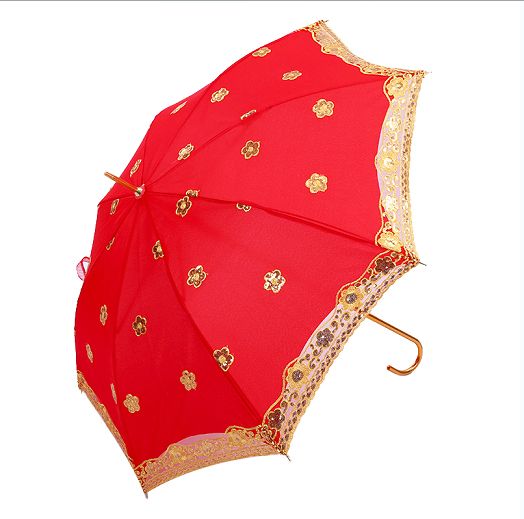 New red creative double-layer bride umbrella, wedding umbrella, wedding red umbrella, straight-handled long-handled lace gift umbrella, custom-made by the manufacturer