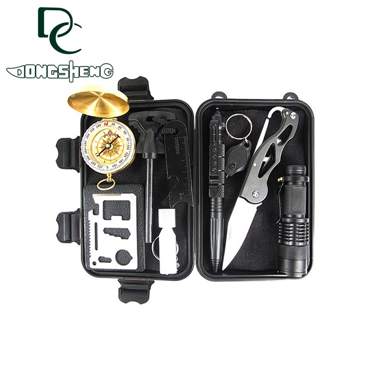 户外装备求生宝盒生存工具套装 多功能野外急救盒SOS应急用品夜光