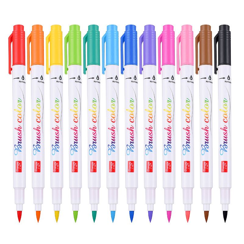 Wholesale of 202-12 color soft-tipped elegant pen sets for students, office, painting, doodling, ink-adding and comic pens Item Picture