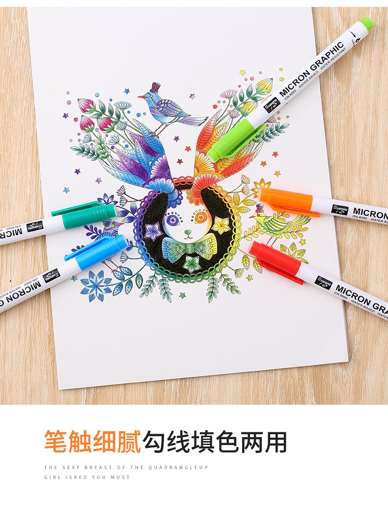 Guangna 8060-12 color needle Pen student drawing Outlining Color Writing Pen 0.5mm set Factory direct sale pic 8