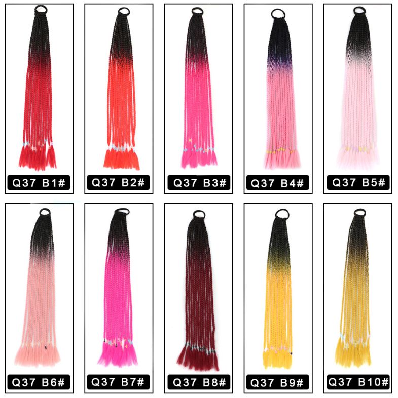 New African fashion ponytail wig with two colors and small braids Specification image