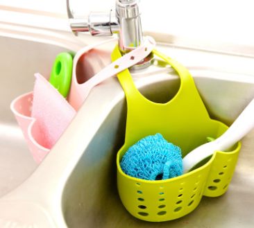 Kitchen faucet storage hanging basket Draining basket Adjustable button sink sponge draining rack