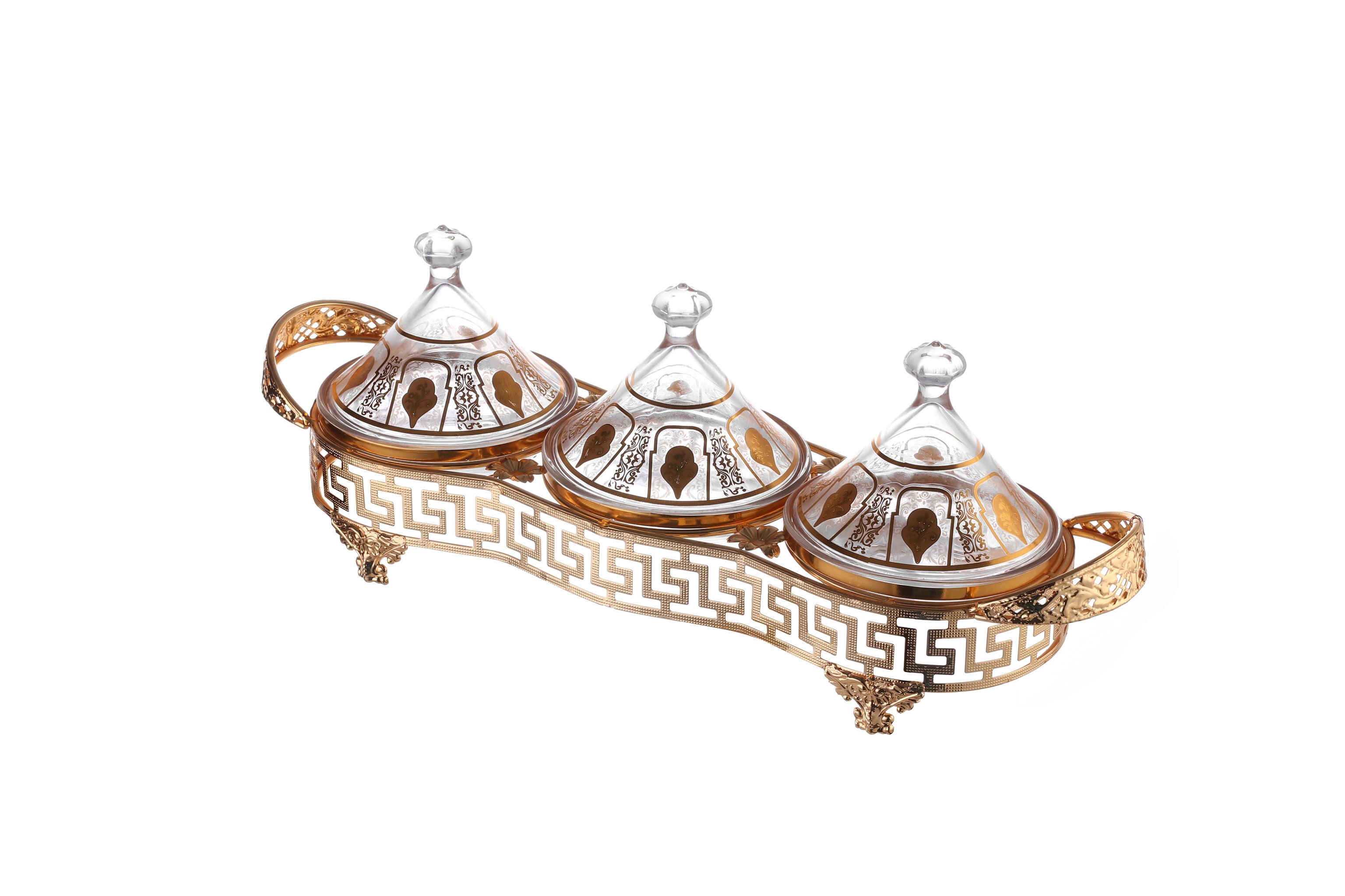 半透明金色精美水果置物盘置物盒