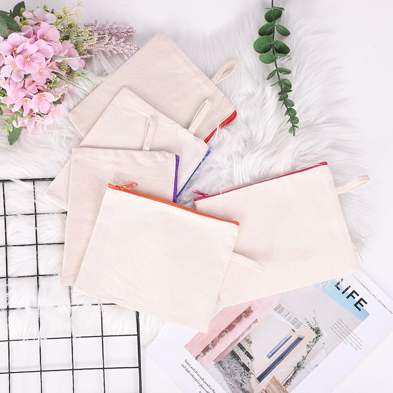 彩色拉链空白帆布棉布笔袋DIY学生用品涂色益智类