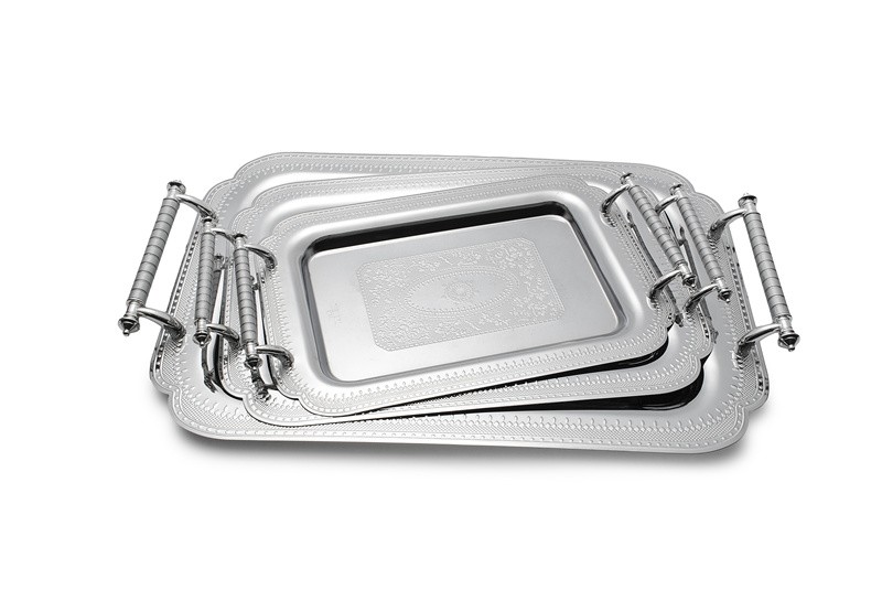 Stainless steel European-style square tray for wine cups and plates detail image 1