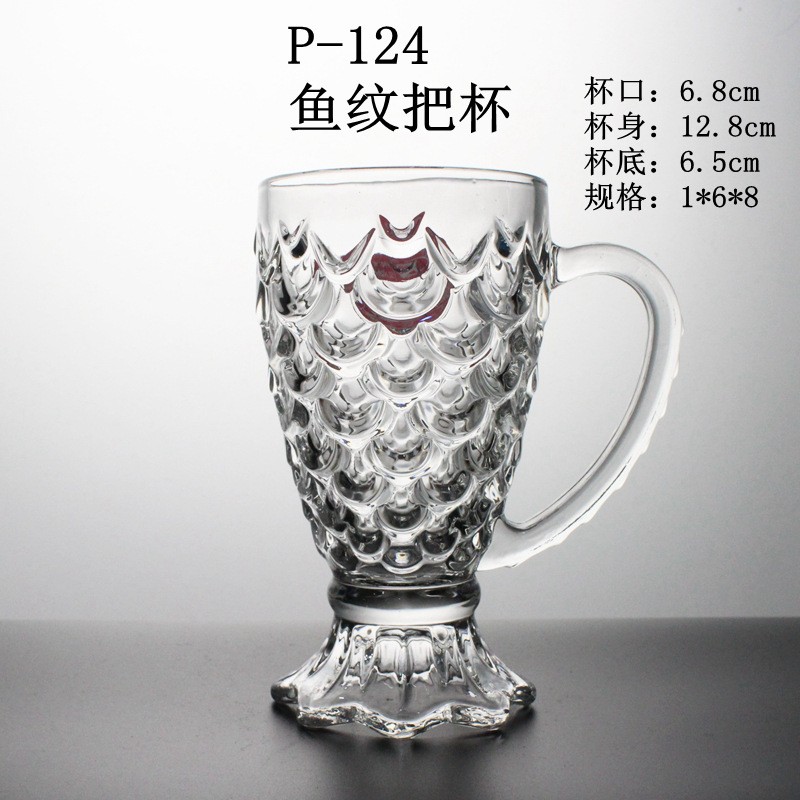 P-124 鱼纹杯低价玻璃水杯直杯创意礼品外贸水杯详情图1