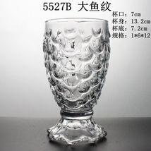 5527B 大鱼纹玻璃低价水杯直杯创意礼品外贸水杯