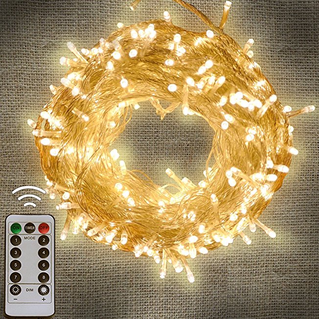 Amazon's best-selling 8-function remote control waterproof battery light string 10-meter 100-light festival decorative light details Picture