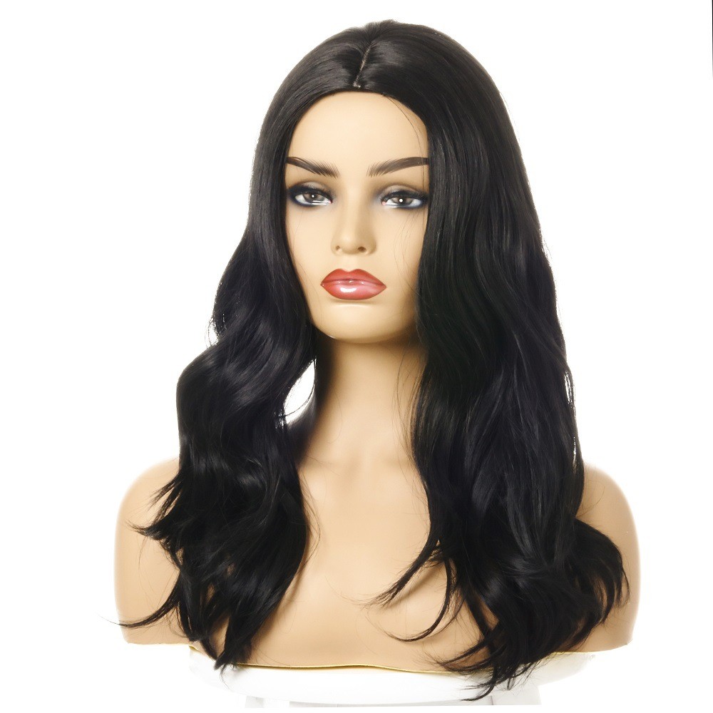 新款    欧美爆款假发 外贸热销化纤头套 中分黑色卷发详情图4