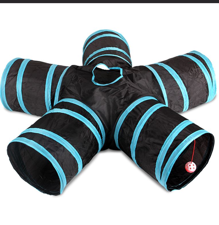 Customized pet tunnel, cat passage, educational toys, eco-friendly sound paper tent, pet five-passage details Picture