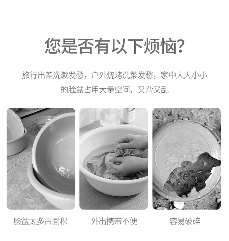 可折叠脸盆宿舍用学生洗脸盆便携式旅行塑料压缩盆折叠水盆子家用详情图5