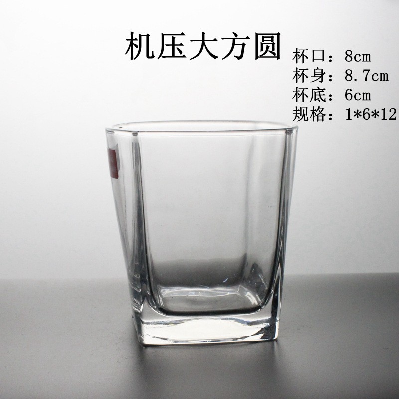 机压大方圆低价玻璃杯水杯直杯创意礼品外贸水杯详情图1