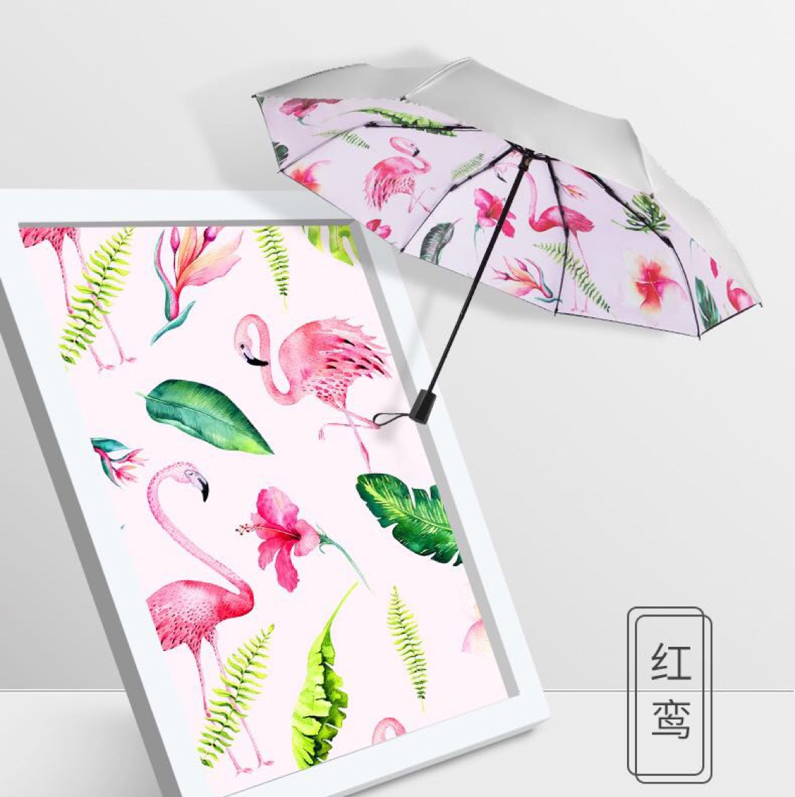 55cm手开双层防晒晴雨两用伞，女士伞，红鸾