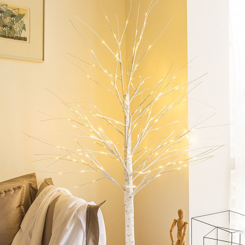 Cross-border best-selling LED birch tree lights for floor heating, white simulation trees, Christmas festival decoration, courtyard and home decoration Specification image