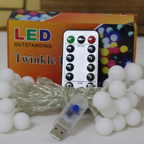 8-function USB Christmas light small round bead remote control LED light string detail image 1