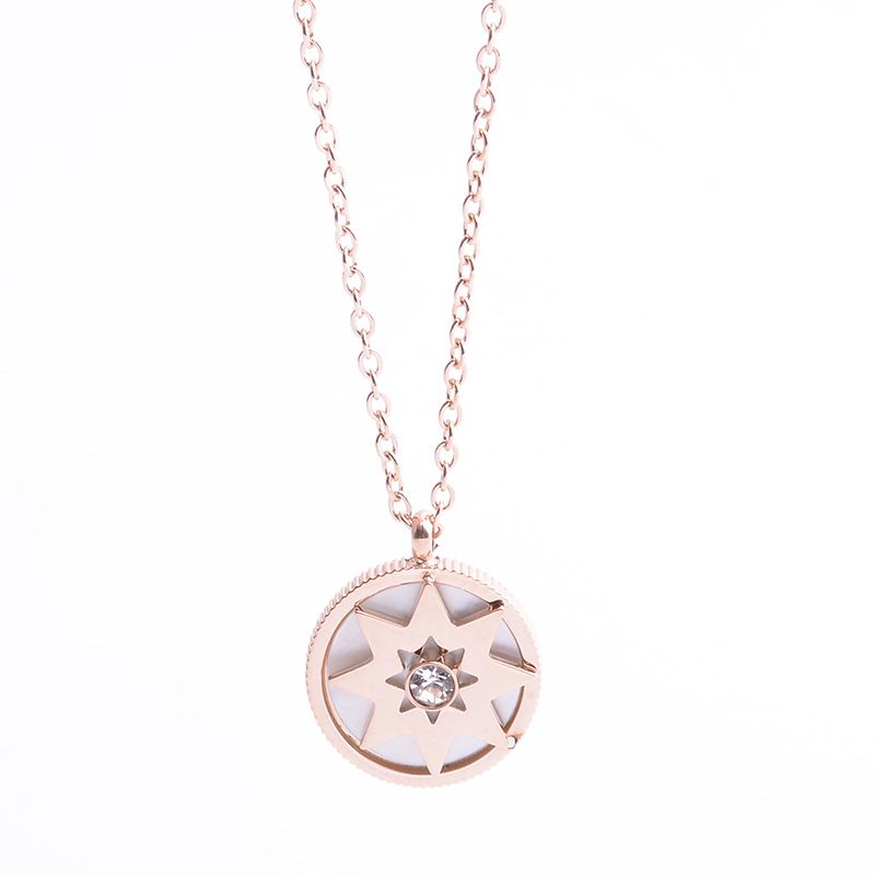 Individual style white shell star necklace titanium steel plated 18 K rose gold clavicle chain fadeless accessories for women