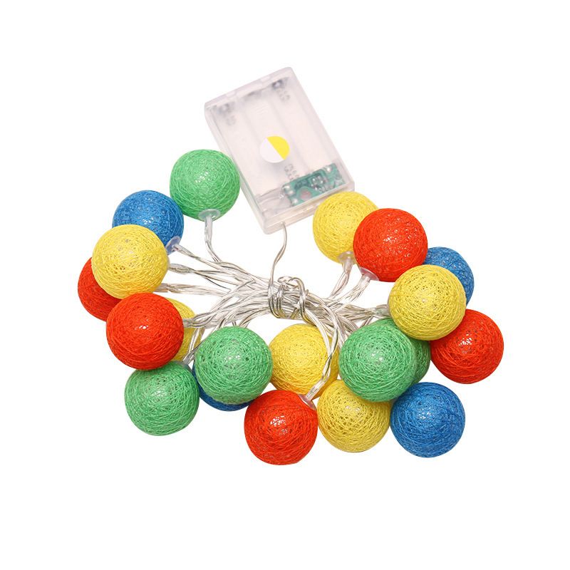 Factory direct sales of cotton thread ball light strings, led cotton ball lights, children's room tents, party and wedding decorative lights details Picture