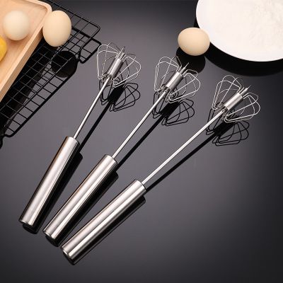 Stainless Steel Semi-Automatic Egg Beater Hand Press Rotary Cream Mixer Kitchen Household