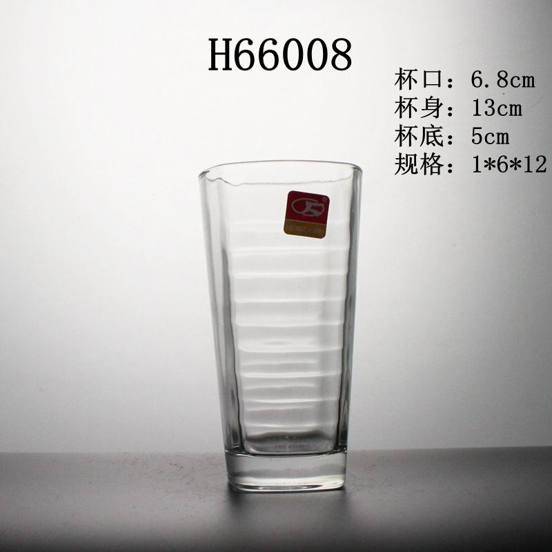 H66008玻璃低价水杯直杯创意礼品外贸水杯