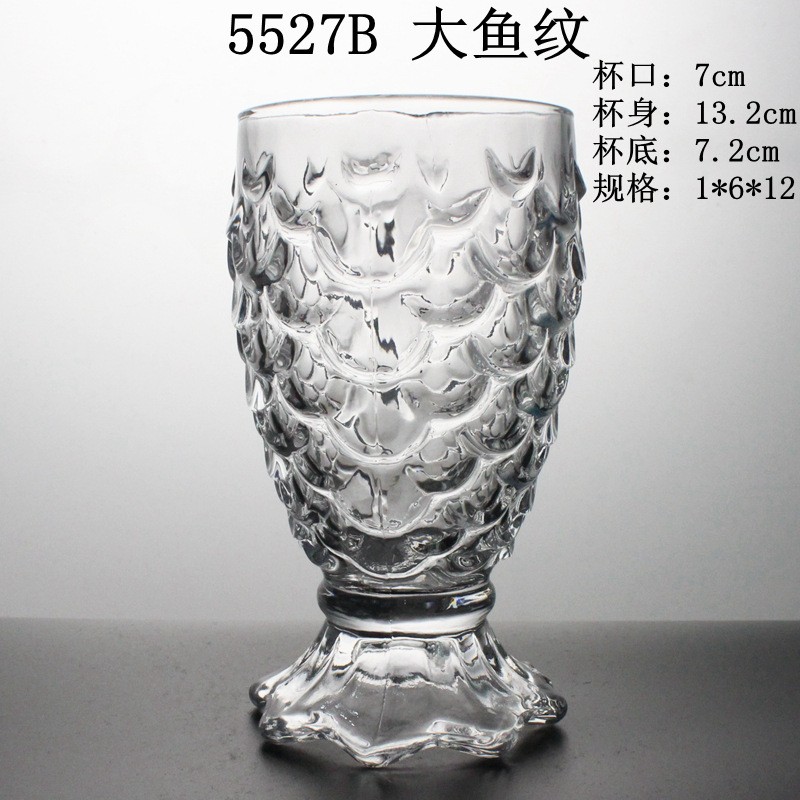 5527B 大鱼纹玻璃低价水杯直杯创意礼品外贸水杯详情图1