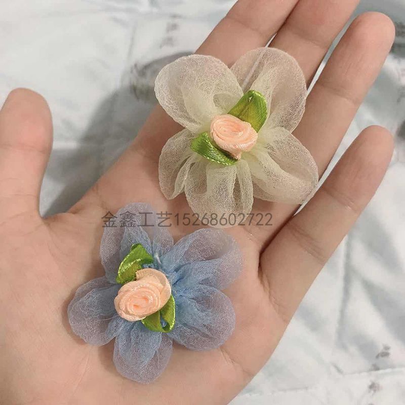 蕾丝纱布花朵汉服流苏发夹头饰DIY材料布艺蝴蝶结花鞋帽装饰配件