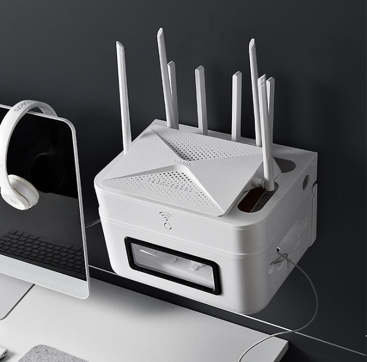 wifi无线路由器收纳盒壁挂式机顶盒插线板插座整理神器电线收纳盒产品图