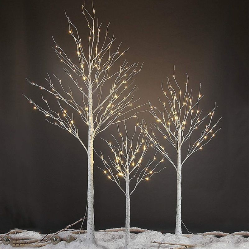 Cross-border best-selling LED birch tree lights for floor heating, white simulation trees, Christmas festival decoration, courtyard and home decoration Application Scenario