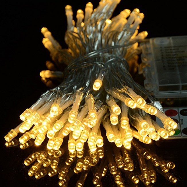 Amazon's best-selling 8-function remote control waterproof battery light string 10-meter 100-light festival decorative light Specification image