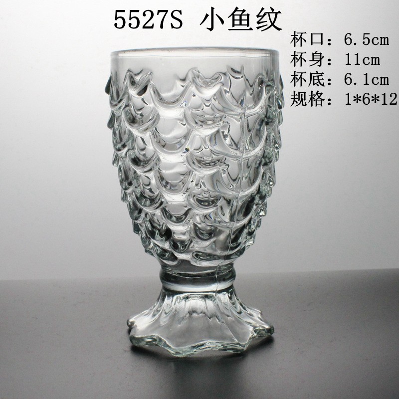 5527s 小鱼纹低价玻璃水杯直杯创意礼品外贸水杯详情图1