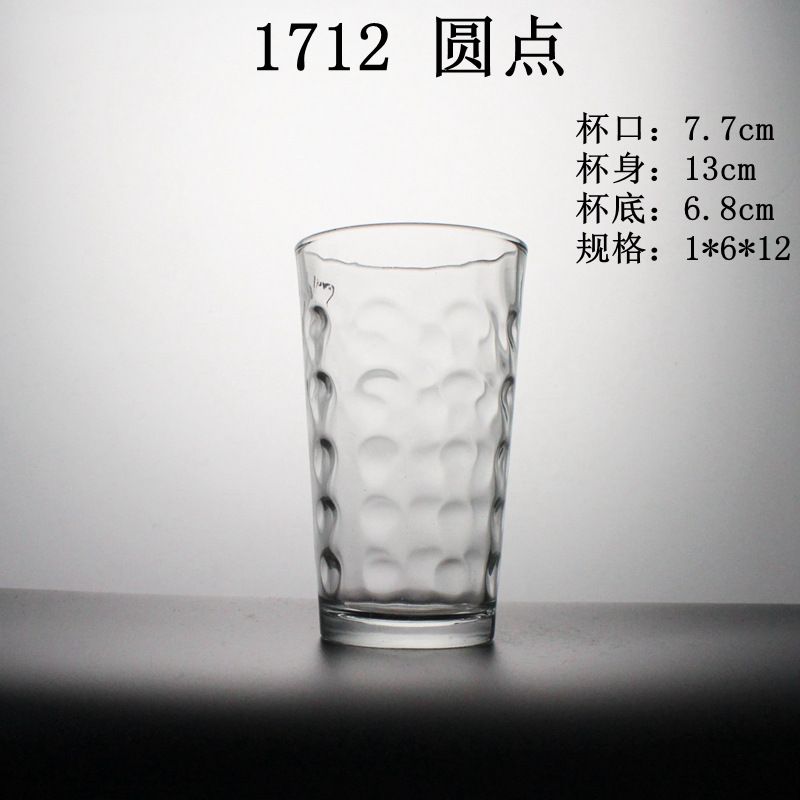 1712 圆点 玻璃直饮杯系列外贸水杯创意礼品低价实惠批发