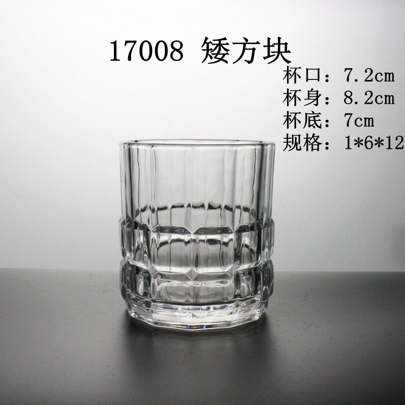 17008 矮方块玻璃低价水杯直杯创意礼品外贸水杯详情图1