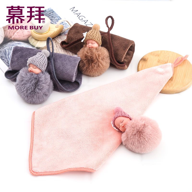 Yiwu Quality Hanging children's hand towels, Coral fleece square towels, household kitchen and bathroom absorbent -9111/42025 details Picture