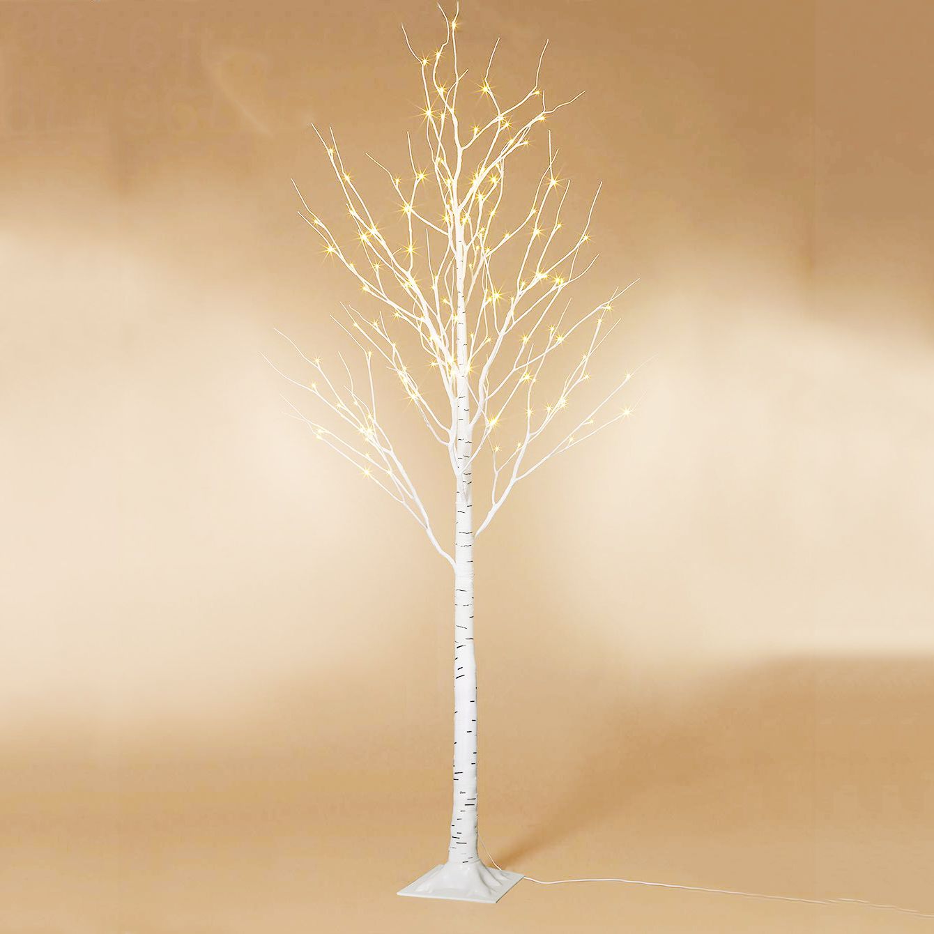 Cross-border best-selling LED birch tree lights for floor heating, white simulation trees, Christmas festival decoration, courtyard and home decoration details Picture