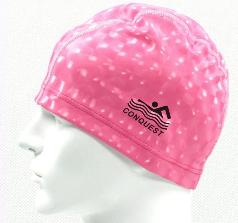 厂家直销泳帽批发搏路 conquest PU涂层猫眼泳帽 PU3D帽 灰色详情图7
