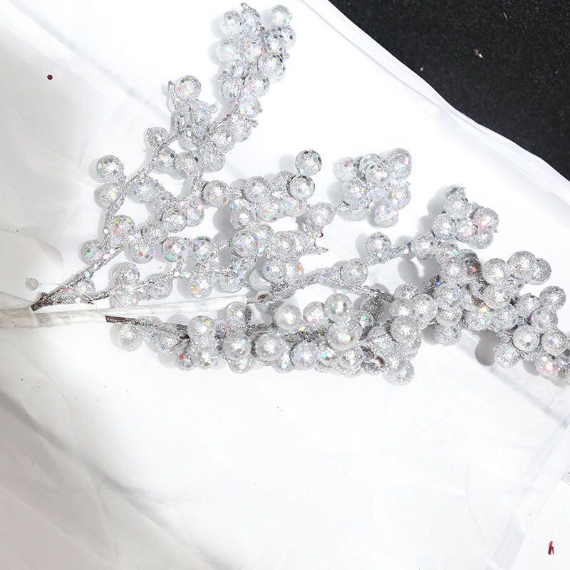 圣诞叶/圣诞金粉/壁挂配件白底实物图