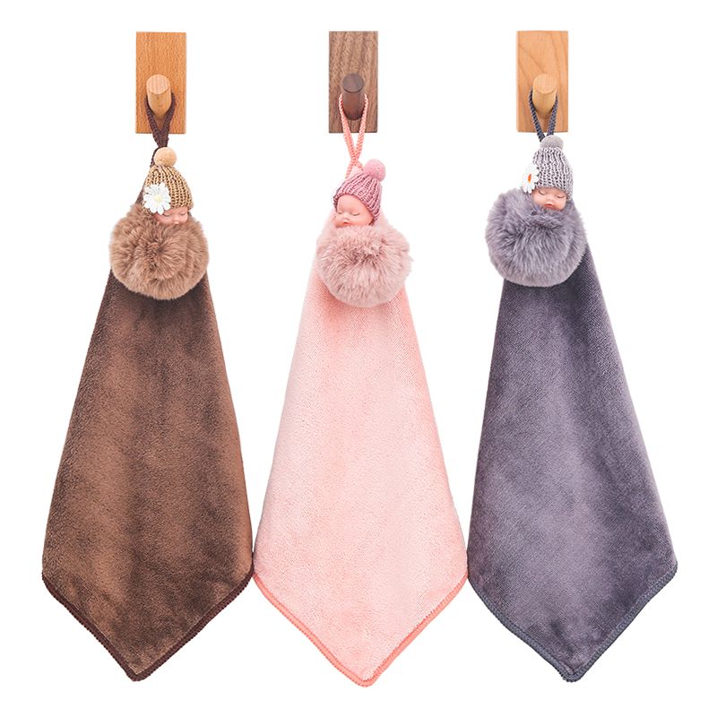 Yiwu Quality Hanging children's hand towels, Coral fleece square towels, household kitchen and bathroom absorbent -9111/42025 Specification image