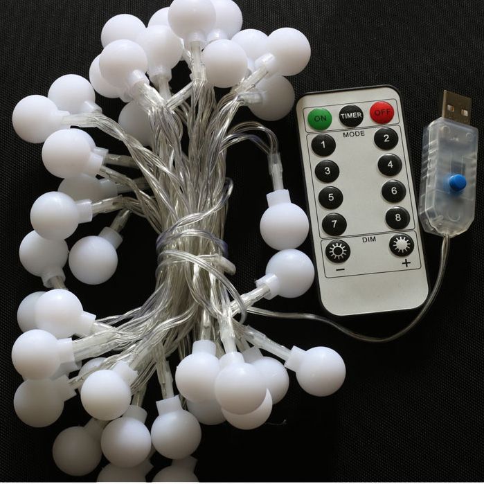 8-function USB Christmas light small round bead remote control LED light string