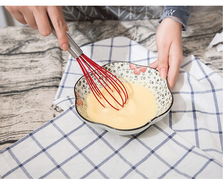 Kitchen Tools 10 Inch Food Grade Silicone Egg Beater Stainless Steel Handle Hand Mixer Wholesale details Picture
