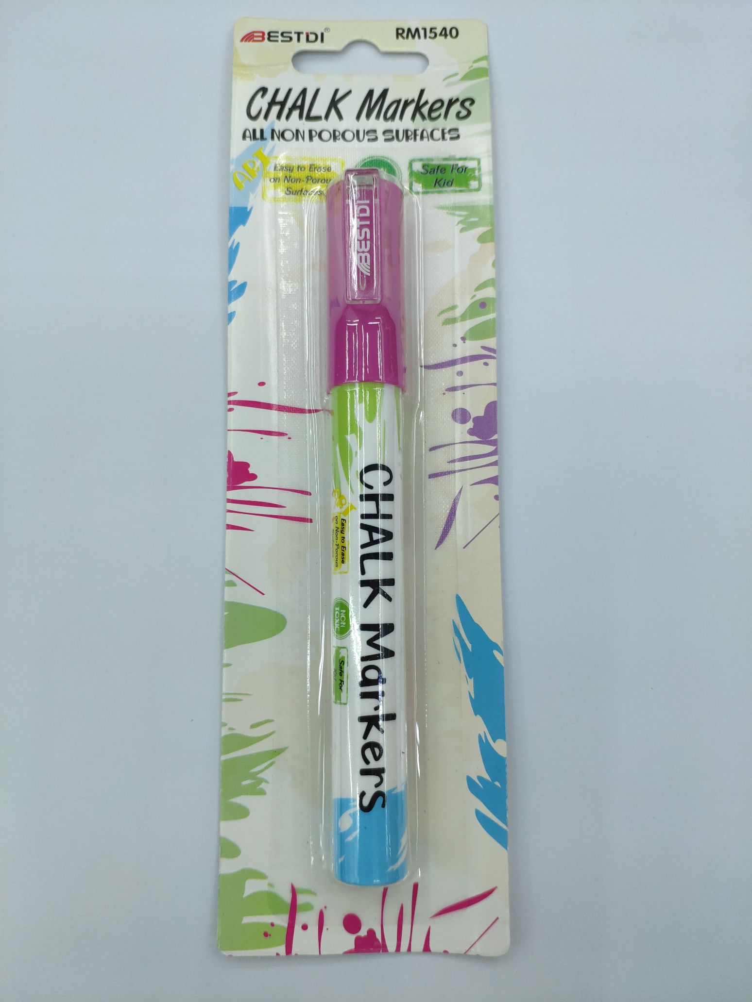 RM-1540加粗款液体粉笔单支吸卡  玫红
