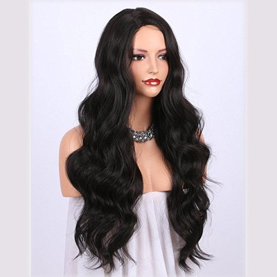 A new best-selling wig for women from Europe and America, featuring a mid-parted long curly hair made of synthetic fiber detail image 3