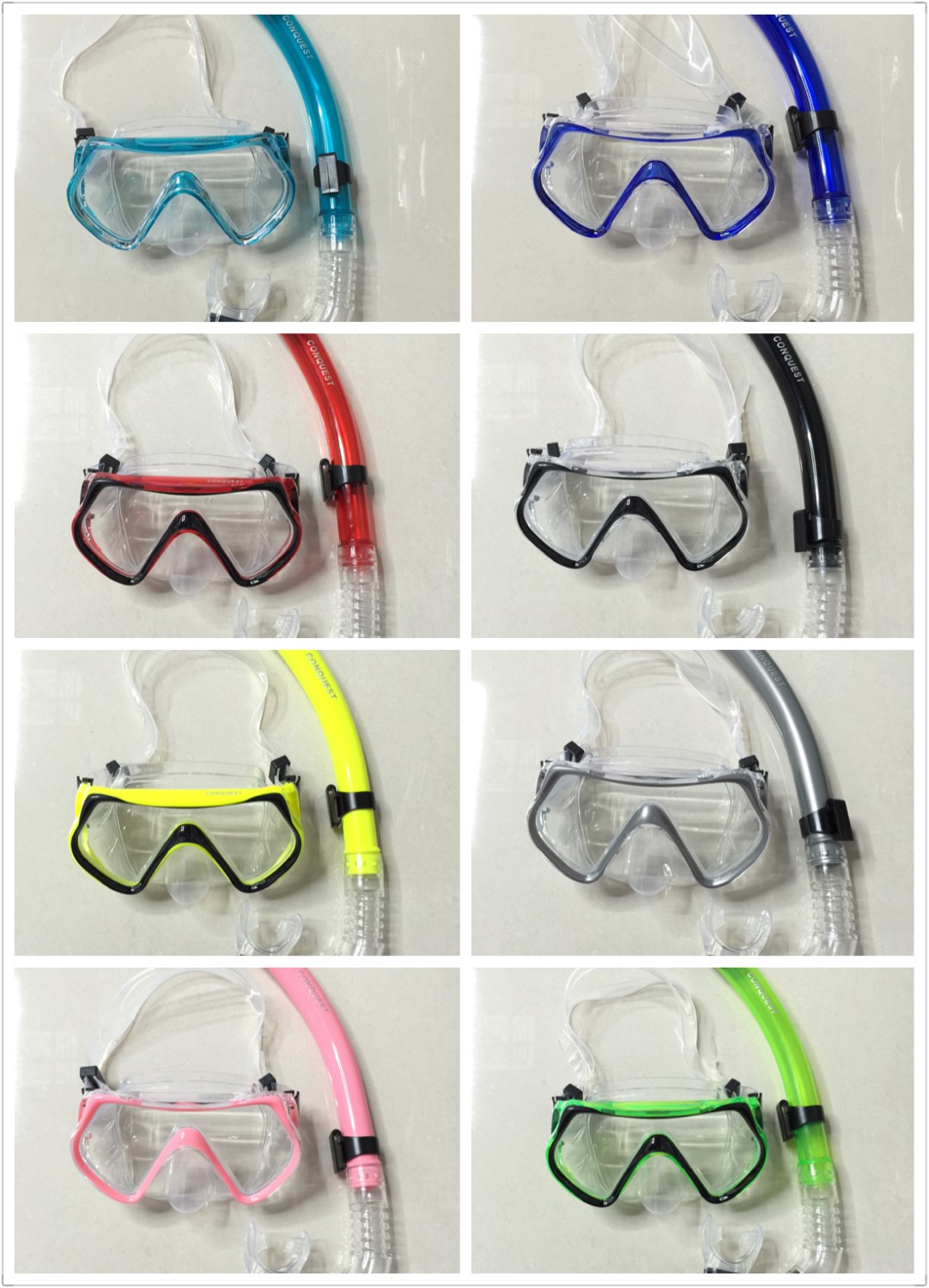 搏路厂家批发 现货供应潜水镜 全干式呼吸管 M1526S/S14S潜水套装 绿色详情图6