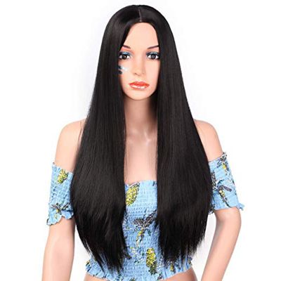 New best-selling European and American wig for women with long straight hair and black hair details Picture