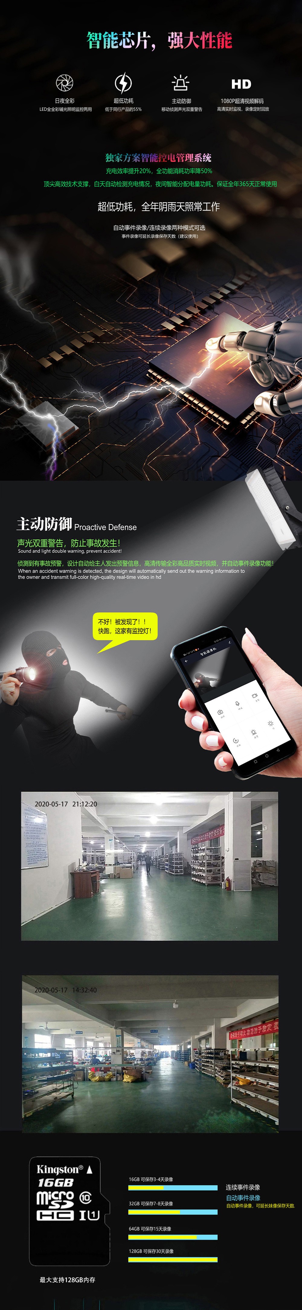 Portable solar-powered outdoor camping handheld courtyard surveillance camera solar floodlight pic 9