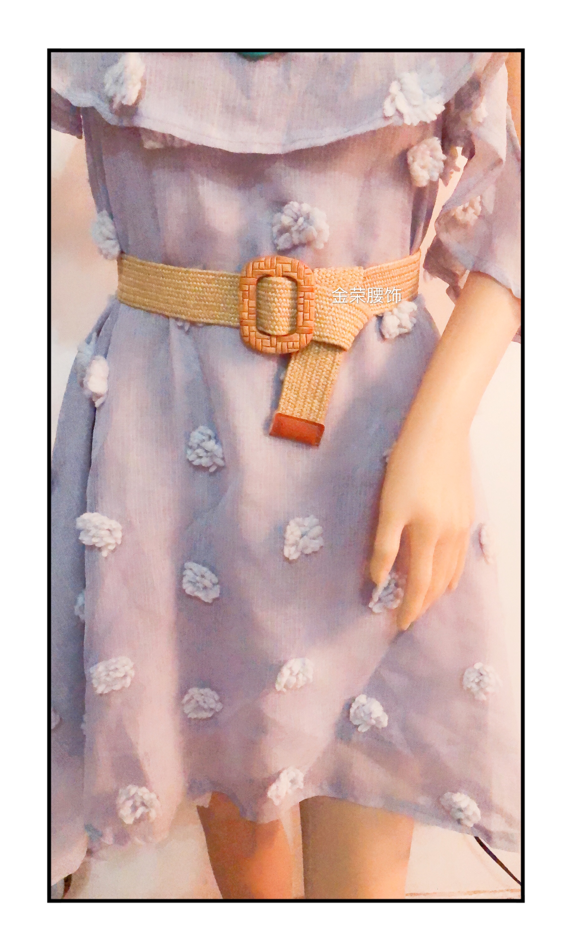 新款草编织松紧弹力腰带女皮带女圆方扣时尚休闲装饰百搭裤弹力腰详情图1