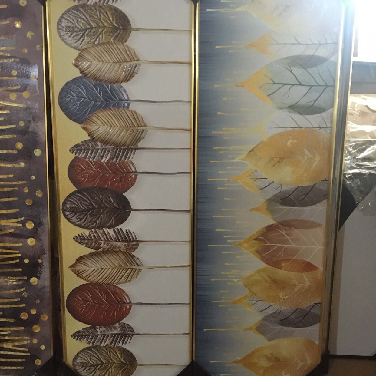 酒店客房挂画居家床头画北欧风格现代简约风油画黄金叶