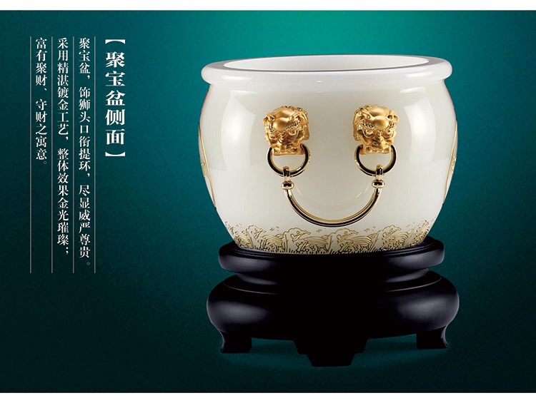 Treasure basin decoration, white jade and glass wine cabinet decoration, opening gift, office decoration detail image 4