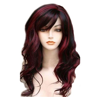 New European and American wig for women with multi-color medium to long curly hair and a synthetic fiber head cover detail image 4