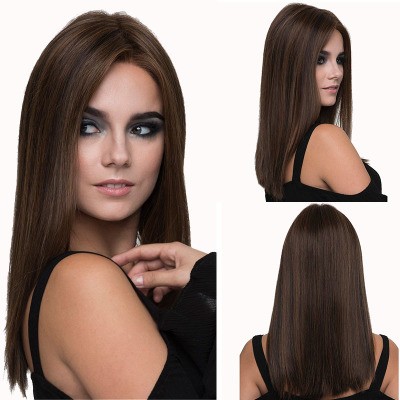 New best-selling European and American wig for women with a middle parting fringe made of synthetic fiber detail image 1