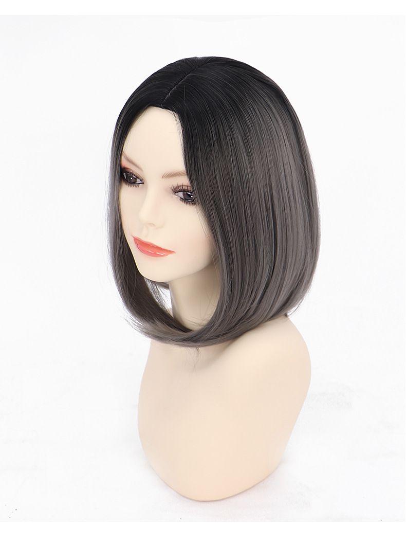 New European and American wig with a gradient trendy color of synthetic fiber dyed mid-split BOBO head full wig Application Scenario