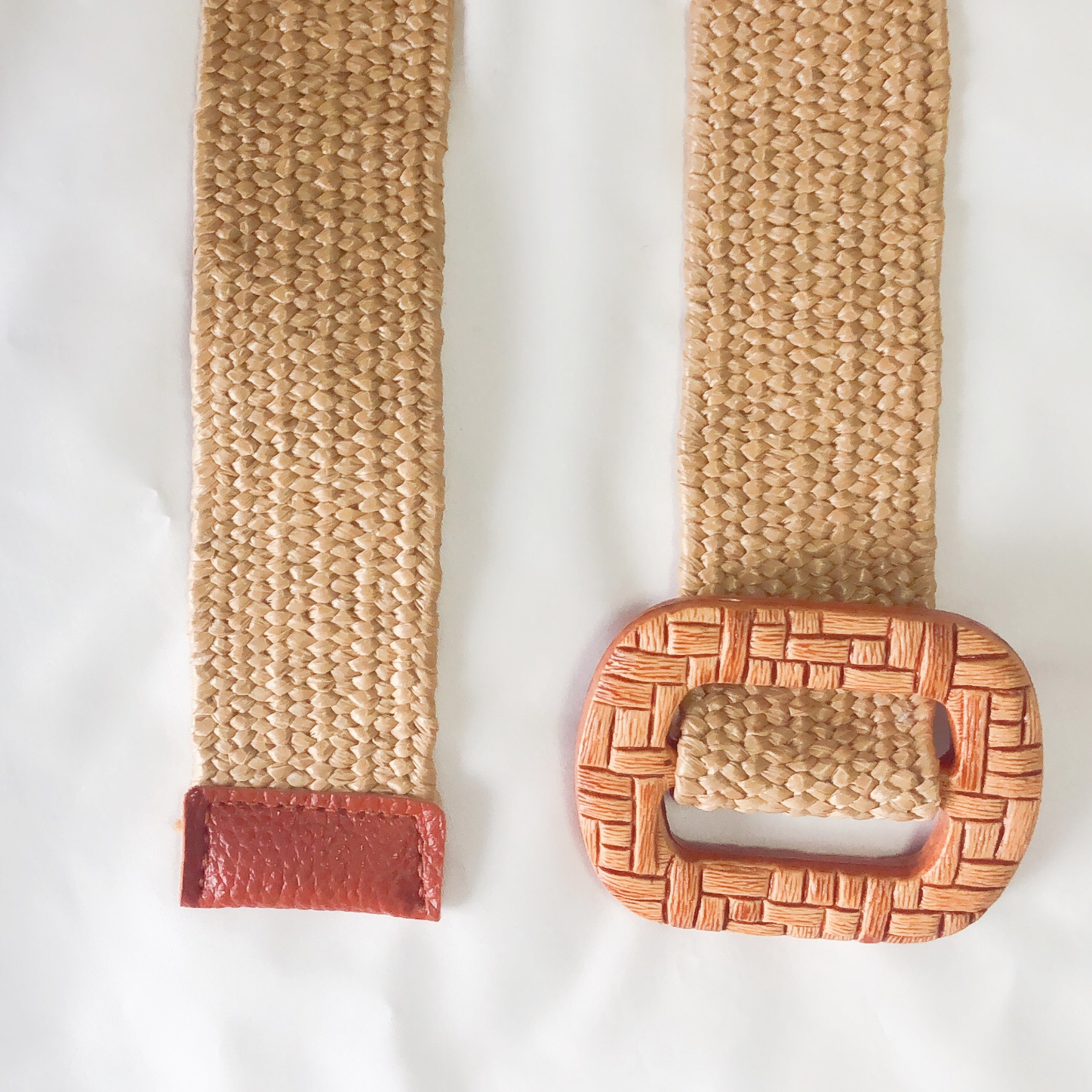 新款草编织松紧弹力腰带女皮带女圆方扣时尚休闲装饰百搭裤弹力腰详情图8